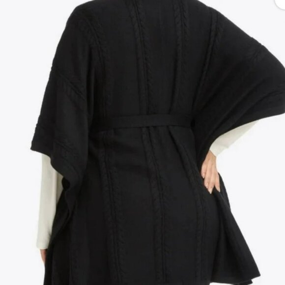 Draper James Belted Black Cap Poncho Style with Gold Button Size XS - S - Picture 5 of 13